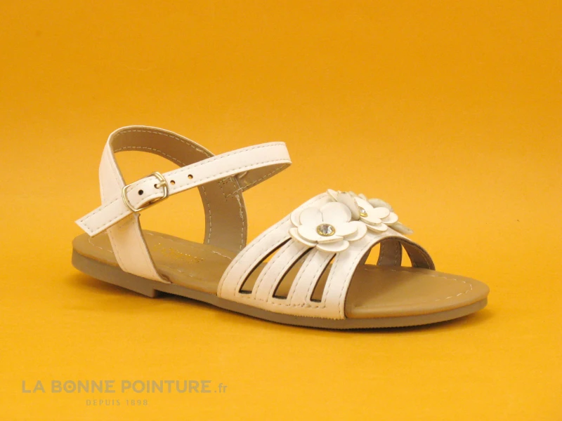 3 Pommes VITA Blanc - 3 Fleurs - Sandale Souple Fille 1 3 Pommes VITA Blanc - 3 Fleurs - Sandale Souple Fille