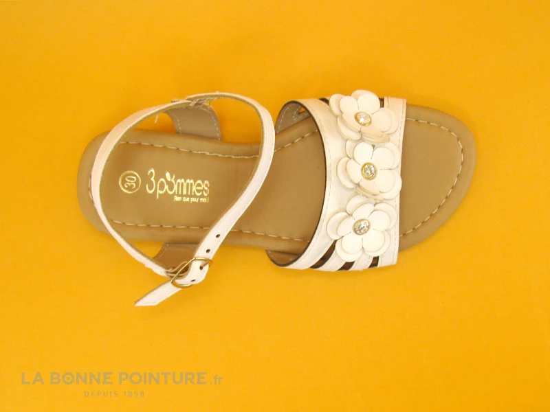 3 Pommes VITA Blanc - 3 Fleurs - Sandale Souple Fille 3 3 Pommes VITA Blanc - 3 Fleurs - Sandale Souple Fille – Image 3