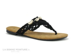 Chaussures De Mode 16 The Divine Factory TX3962 Noir Macrame - Coquillage - Tong Femme