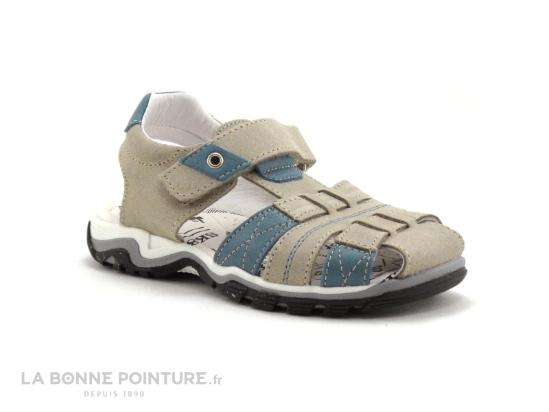 Bopy EPAUL Beige - Bleu Ciel - Sandale GARCON Avec Velcro 5 Bopy EPAUL Beige - Bleu Ciel - Sandale GARCON Avec Velcro – Image 5