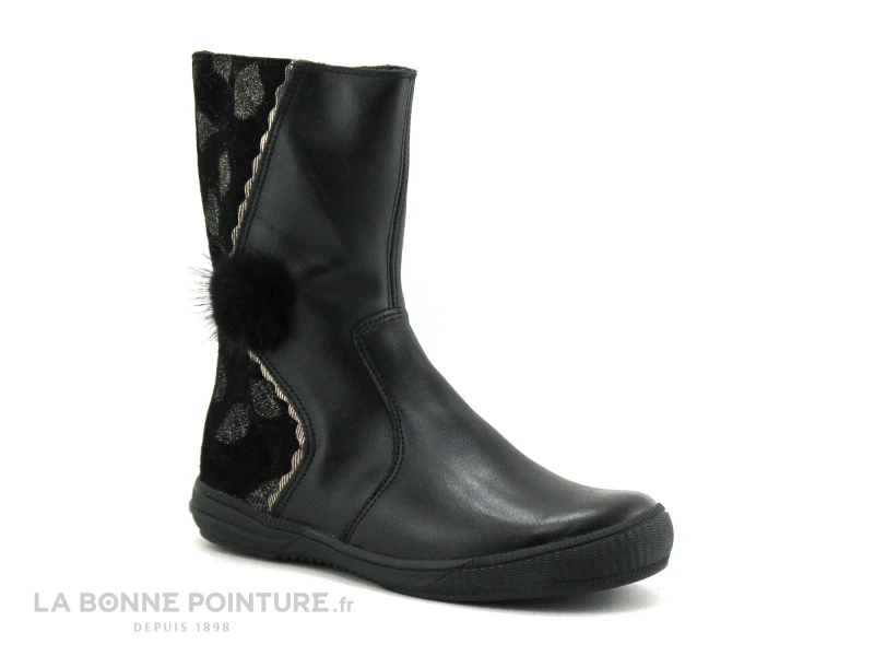 Bopy Surielle Noir - Bottines Fille Velours Et Cuir Et Zip 1 Bopy Surielle Noir - Bottines Fille Velours Et Cuir Et Zip