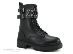 The Divine Factory HX4703 Noir - Bottine Rangers - Laniere Avec Clous Et Perles