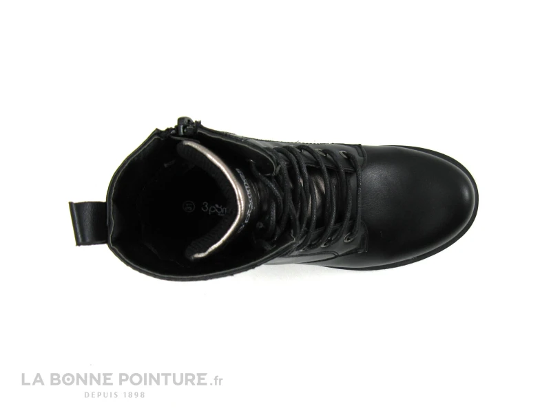 3 Pommes ATTAQUE Noir - Bottine Lacet Fille Avec Zip 4 3 Pommes ATTAQUE Noir - Bottine Lacet Fille Avec Zip – Image 4