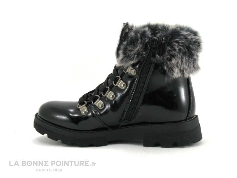 3 Pommes ACORA Noir - Boots Fille Noir Verni - Haut Fourrure Grise 3 3 Pommes ACORA Noir - Boots Fille Noir Verni - Haut Fourrure Grise – Image 3