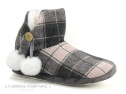 B Et M Banana Moon - REBOOT Gris Rose - Carreaux - Chausson Montant