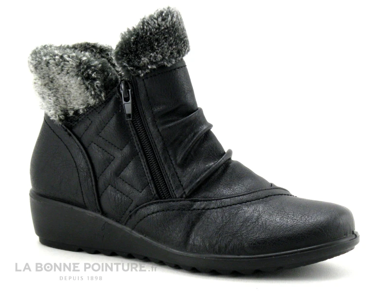 Sweet R CRIVON Noir - Haut Fourrure Grise - 2 Zips - Boots Femme 5 Sweet R CRIVON Noir - Haut Fourrure Grise - 2 Zips - Boots Femme – Image 5