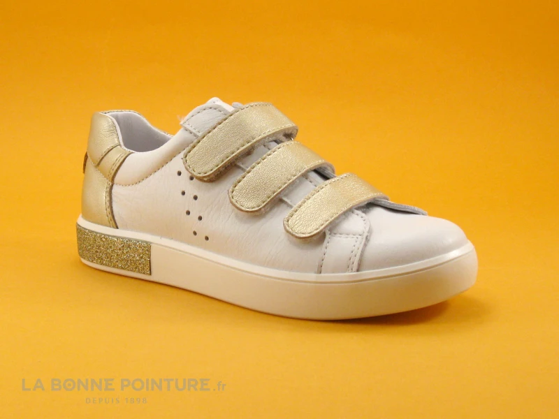 Bopy SAKOVEL Blanc Or - Basket Fille 3 Velcros 1 Bopy SAKOVEL Blanc Or - Basket Fille 3 Velcros