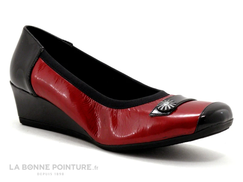 INEA FANA - Escarpin Rouge Verni - Noir - Talon Compense 1 INEA FANA - Escarpin Rouge Verni - Noir - Talon Compense