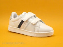 Kappa Logo ALPHA 2V White Blue - 2 Velcros - Basket Blanche Enfant