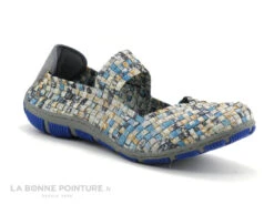 Rock Spring CAPETOWN Bleu Metal - Argent - Ballerine Elastique Tresse